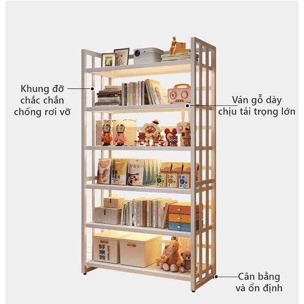Kệ Sách Hình Thang 4-6 Tầng, Khung Sắt Dày Chống Gỉ - Nội Thất IGA - GM97