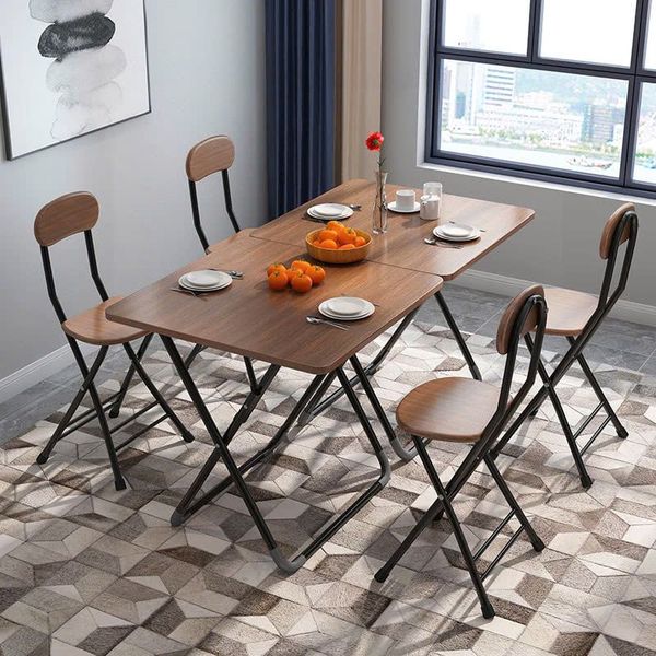 Bàn Ăn Gấp Gọn Khung Sắt Màu Vân Gỗ Óc Chó Sang Trọng - Nội Thất IGA - GM99