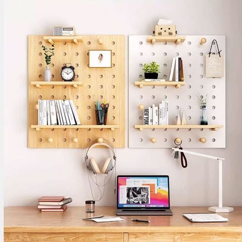 Bảng PEGBOARD Gỗ Treo Tường Hỗ Trợ Trang Trí Không Gian Phòng - Nội Thất IGA - GP295