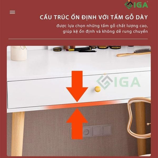 Bàn Trang Điểm Gương LED Cảm Ứng Trắng Có Hộc Tủ - GP202 - Hết hàng