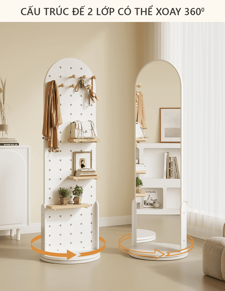 Gương Dài Đế 2 Lớp Xoay 360 Độ Tích Hợp Bảng Treo Đồ Pegboard - Nội Thất IGA - GP312
