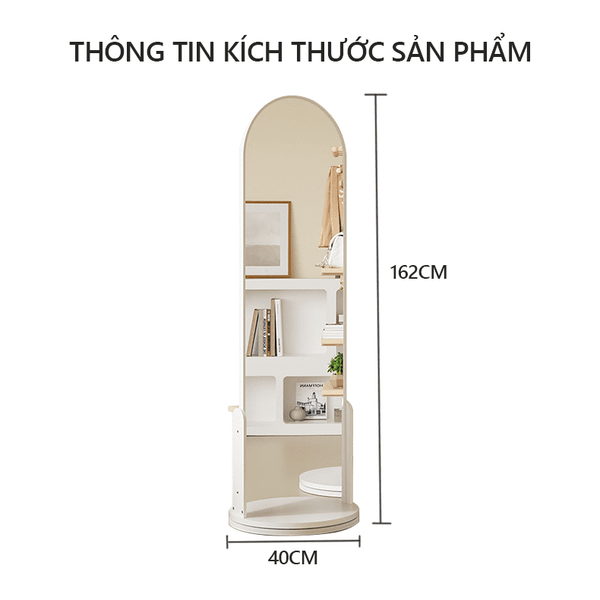 Gương Dài Đế 2 Lớp Xoay 360 Độ Tích Hợp Bảng Treo Đồ Pegboard - Nội Thất IGA - GP312