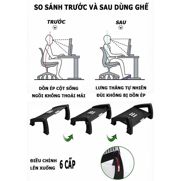 Kê Chân Công Thái Học Giúp Dáng Ngồi Thoải Mái, Đúng Tư Thế - GN62 - Hết hàng