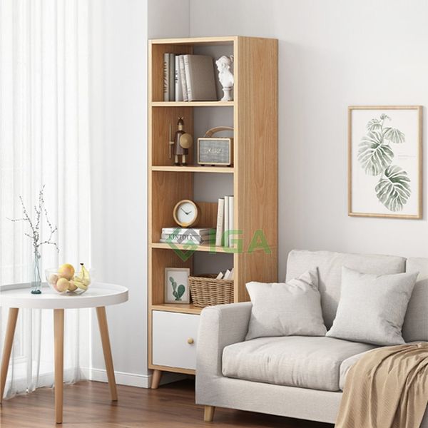 Kệ Sách S Style Nhiều Tầng Kèm Hộc Tủ Kéo Thời Trang - Nội Thất IGA - GP144