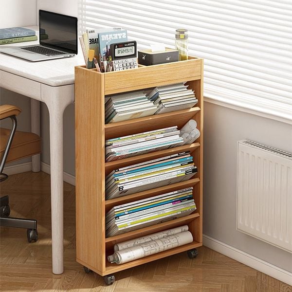 Kệ Sách Gỗ Ngăn Chéo Tích Hợp Bánh Xe Chắc Chắn - Nội Thất IGA - GP189