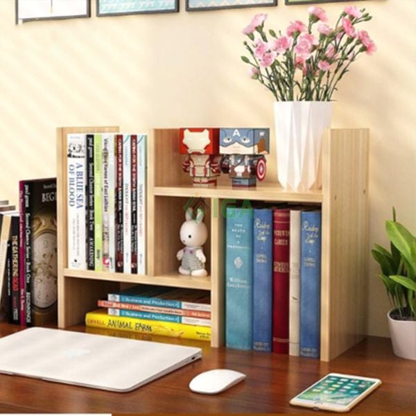 Kệ Sách Để Bàn Nhiều Tầng Màu Vân Gỗ Sồi Tiện Lợi - Nội Thất IGA - GP62