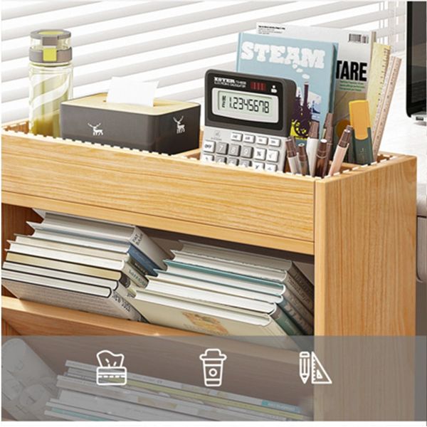 Kệ Sách Gỗ Ngăn Chéo Tích Hợp Bánh Xe Chắc Chắn - Nội Thất IGA - GP189