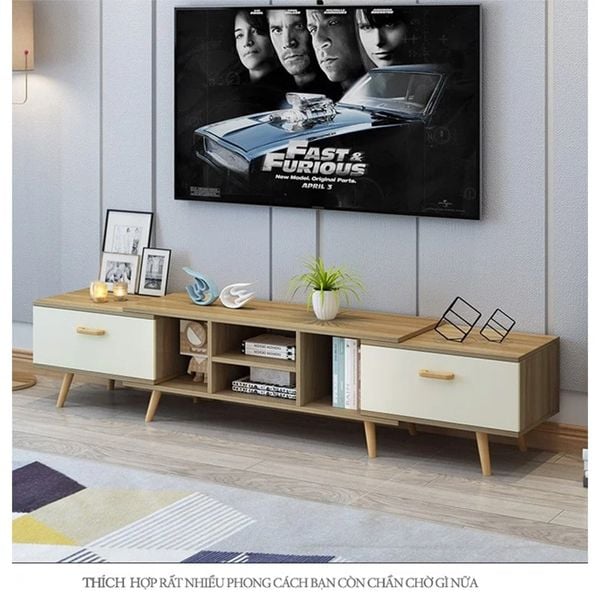 [Giảm giá 60%] Kệ Tivi Để Sàn Gỗ Bền Chắc Kèm Ngăn Kéo Tiện Dụng, Dễ Dàng Thu Gọn - Nội Thất IGA - GP83
