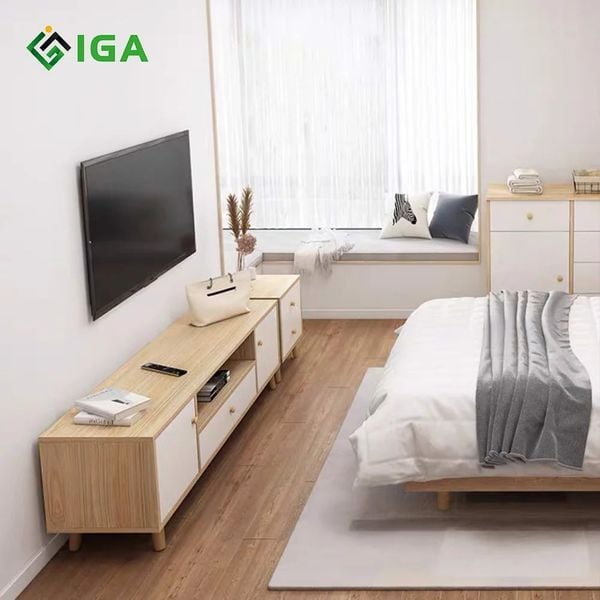 Kệ Tivi Để Sàn 4 Hộc Tủ Màu Vân Gỗ Trắng Ánh Tím Sang Trọng -  Nội Thất IGA - GP122