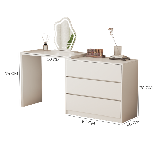 Bàn Trang Điểm Tích Hợp Tủ Đồ Xếp Gọn Màu Trắng Thanh Lịch - GP325 (KHÔNG KÈM GƯƠNG)