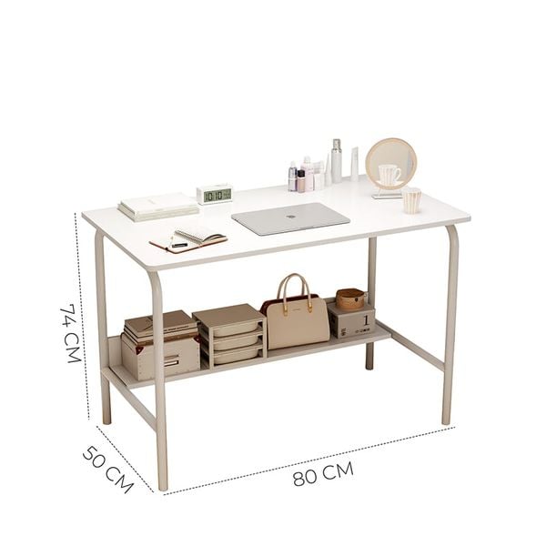 Bàn làm việc chân sắt có ngăn để đồ tiện ích, góc bo tròn - Nội Thất IGA - GM160