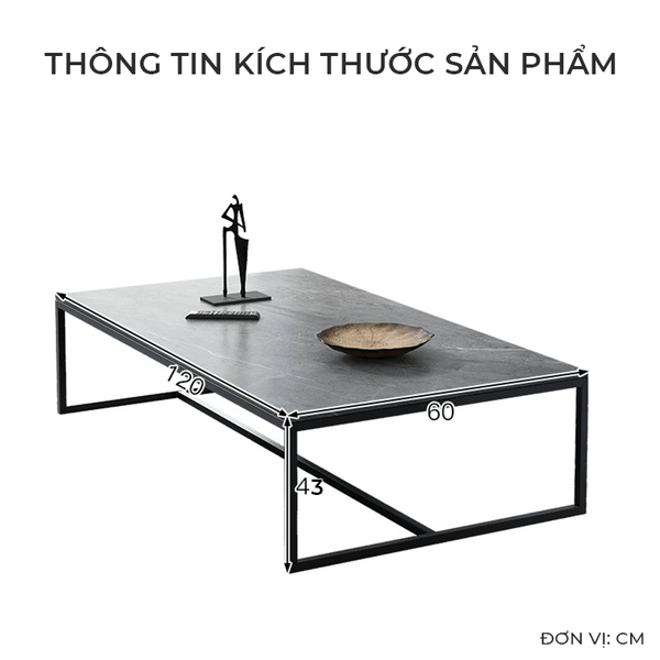 Bàn trà khung sắt có mặt gỗ dày sơn tĩnh điện - Nội thất IGA - GM150