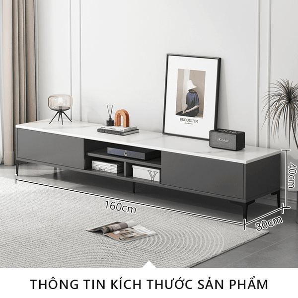 Kệ Tivi Mặt Vân Đá Sang Trọng, Có Ngăn Lưu Trữ Mở Tiện Dụng - Nội Thất IGA - GP297