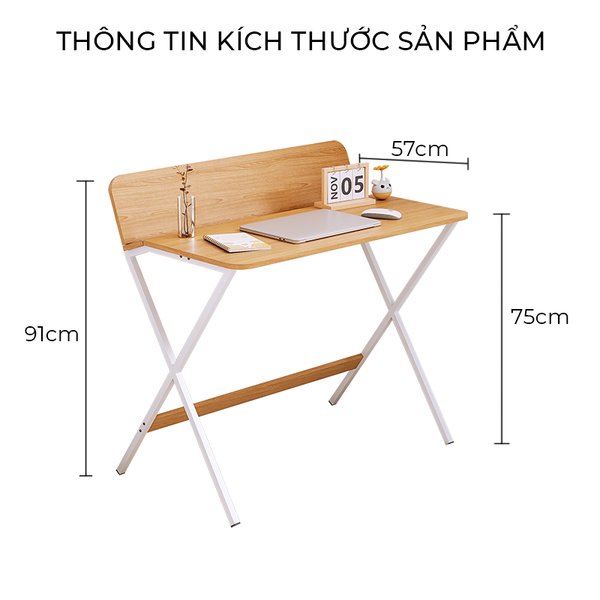 Bàn Làm Việc Khung Trắng Vân Gỗ - GM210.13