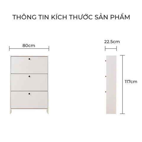 Trang Trí Tủ Giày 3 Cánh Đa Năng, Màu Trắng Ánh Tím Sang Trọng - Nội Thất IGA - GP321