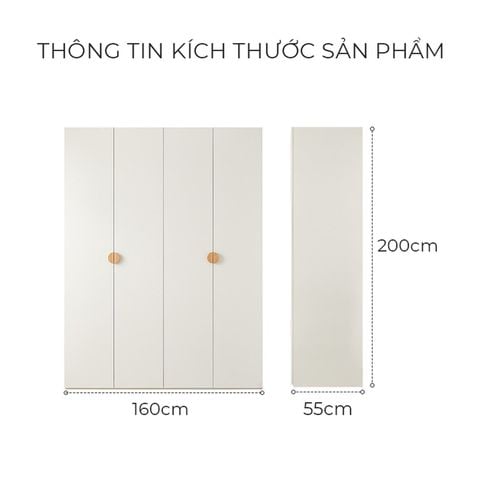 Tủ quần áo trẻ em 4 cánh mở rộng rãi – GP374