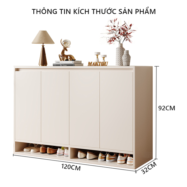 Tủ Giày Cánh Mở Vân Gỗ Phối Trắng Nhiều Ngăn Và Kệ Tủ Lớn - Nội Thất IGA - GP316