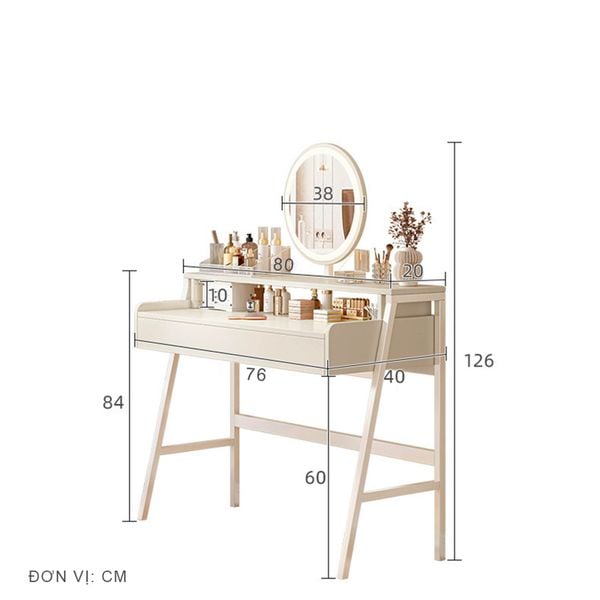 Bàn trang điểm phòng ngủ có gương LED - GM175