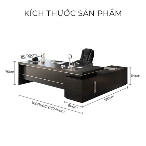 Bàn giám đốc có kèm tủ màu óc chó - GDN1