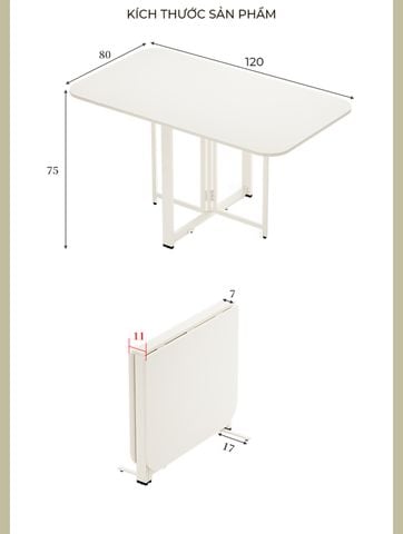 Bàn ăn gấp gọn đa năng thông minh màu trắng - GM202