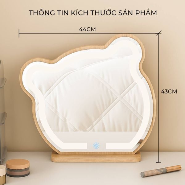 Gương Gấu Để Bàn Màu Vân Gỗ Nhỏ Gọn Xoay 360 Độ - Nội Thất IGA - GP318
