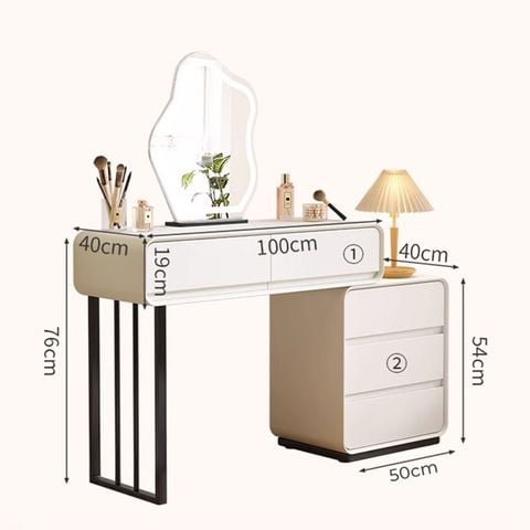 Bàn trang điểm TC chân sắt đen gỗ trắng - GM154