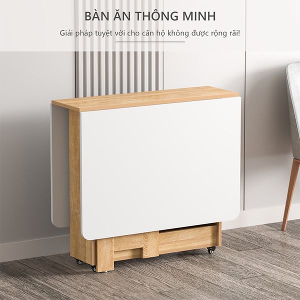 Bàn Ăn Thông Minh Gập Gọn Thiết Kế Bánh Xe Tiện Lợi - Nội Thất IGA - GP97.41
