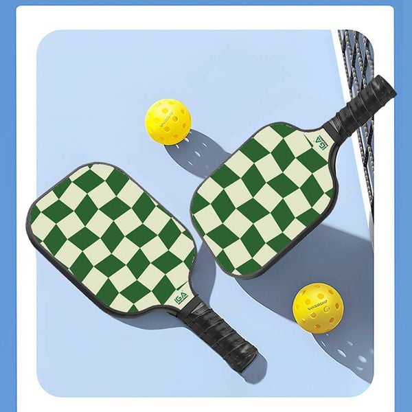 Vợt picklaball màu trắng sọc xanh caro - Nội thất IGA - PK01.5