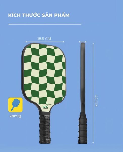 Vợt picklaball màu trắng sọc xanh caro - Nội thất IGA - PK01.5