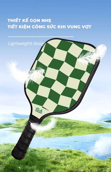 Vợt picklaball màu trắng sọc xanh caro - Nội thất IGA - PK01.5