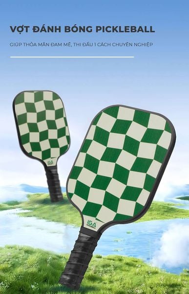 Vợt picklaball màu trắng sọc xanh caro - Nội thất IGA - PK01.5