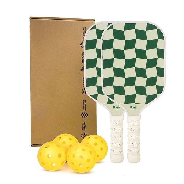 Vợt picklaball màu trắng sọc xanh caro - Nội thất IGA - PK01.5