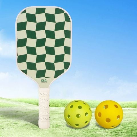 Vợt picklaball màu trắng sọc xanh caro - Nội thất IGA - PK01.5