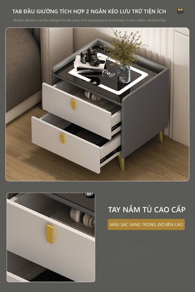 Tab Đầu Giường Tích Hợp Sạc Điện Thoại Thông Minh - Nội Thất IGA - GP268