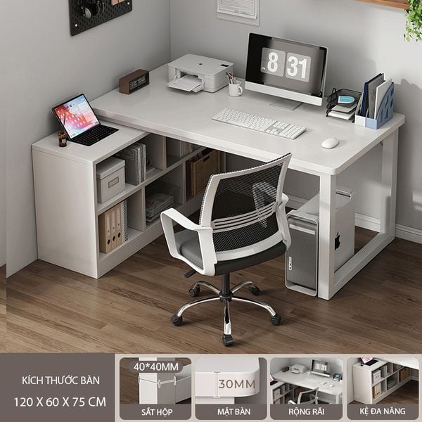 Bàn Làm Việc Chữ L Kèm Kệ Sách - Nội Thất IGA - GM131