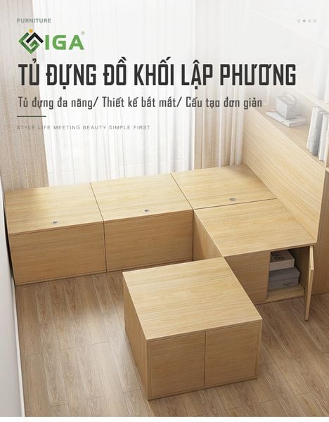 Tủ Đựng Đồ, Quần Áo Khối Lập Phương Tối Giản TATAMI - Nội Thất IGA - GP182 / GP183