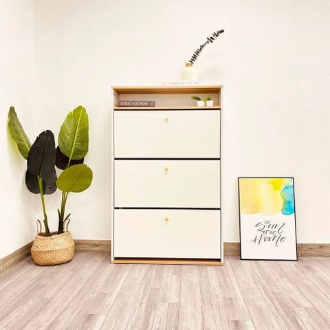 Tủ Giày Thông Minh 3 Tầng Multi 3F, Màu Trắng Ánh Tím Sang Trọng -  Nội Thất IGA - GP112