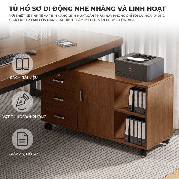 Tủ hồ sơ đa năng, có 4 hộc tủ - Nội thất IGA - GP369