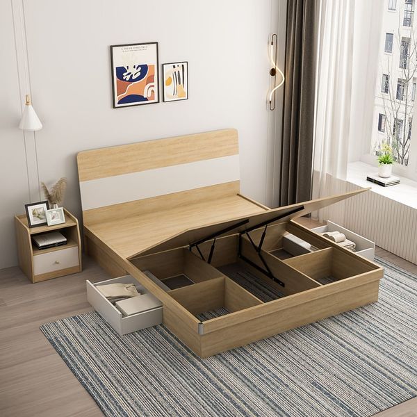 Giường Ngủ Kiểu Bắc Âu Có Ngăn Kéo 2 Bên, Tiết Kiệm Không Gian Gấp 4 Lần - Nội Thất IGA - GP244