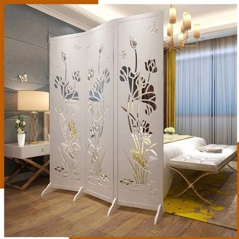 Vách Ngăn Bình Phong Họa Tiết Hoa Sen Bắt Mắt - Nội Thất IGA - IG489