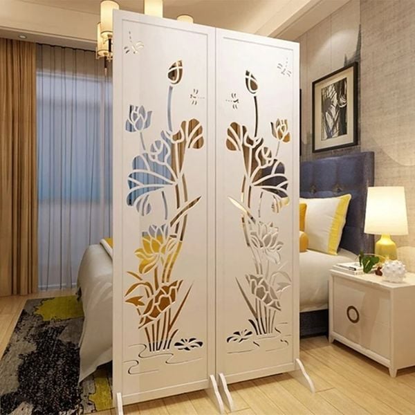 Vách Ngăn Bình Phong Họa Tiết Hoa Sen Bắt Mắt - Nội Thất IGA - IG489