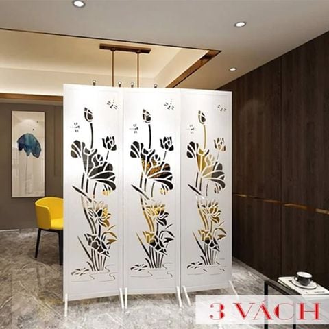 Vách Ngăn Bình Phong Họa Tiết Hoa Sen Bắt Mắt - Nội Thất IGA - IG489