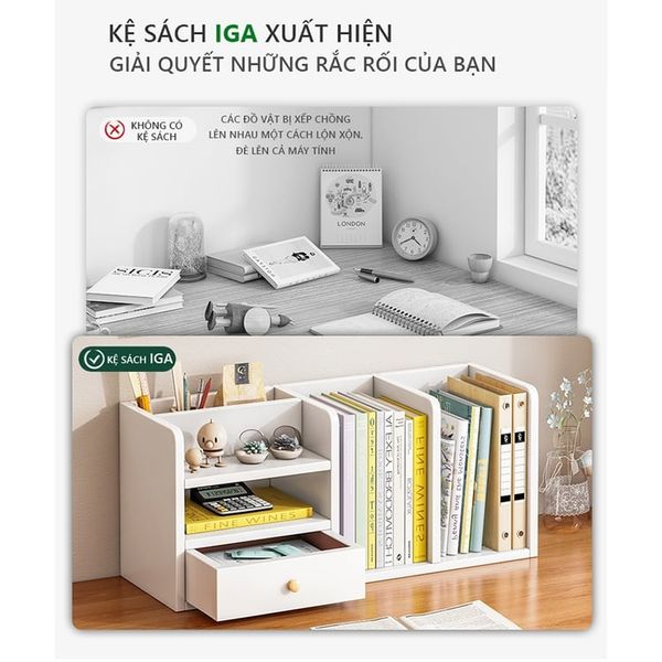 Kệ Sách Để Bàn Có Ngăn Tủ IGA - GP176