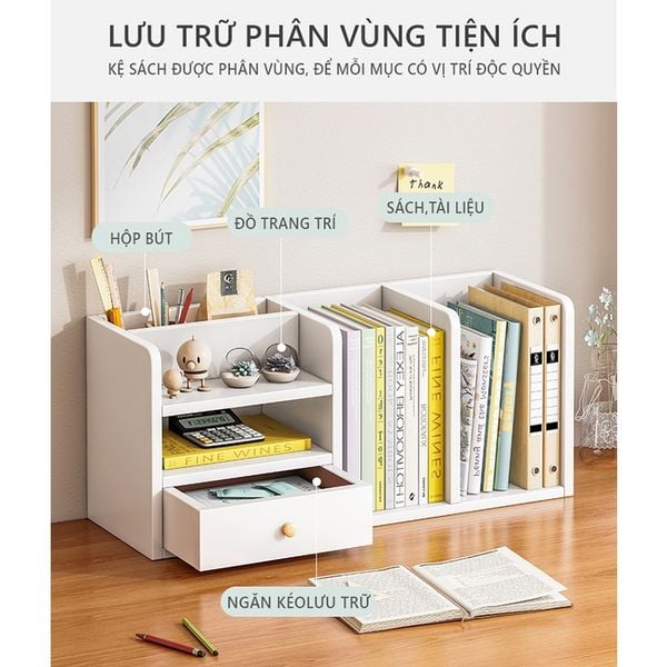 Kệ Sách Để Bàn Có Ngăn Tủ IGA - GP176