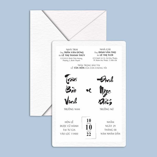  Thiệp cưới Vivian - Thiệp cưới Vẽ tay - Thiết kế thiệp cưới in sẵn The Couple 