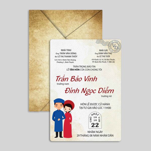  Thiệp cưới Velika - Thiệp cưới Vintage - Thiết kế thiệp cưới in sẵn The Couple 