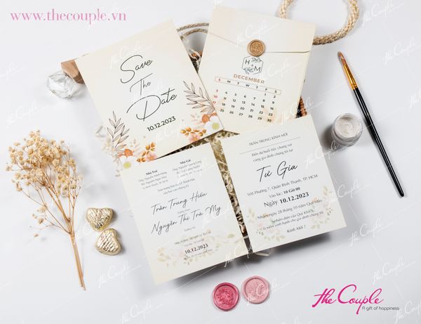  MVB03 Thiệp Cưới Sắc Thu Tone Màu Be  - Thiệp Cưới Basic - Thiệp Cưới Hiện Đại 