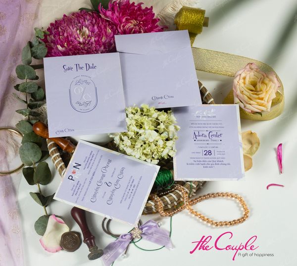  MTIB01 Thiệp Cưới Tím Mộng Mơ P&N - Thiệp Cưới Basic - Thiệp Cưới Hiện Đại 