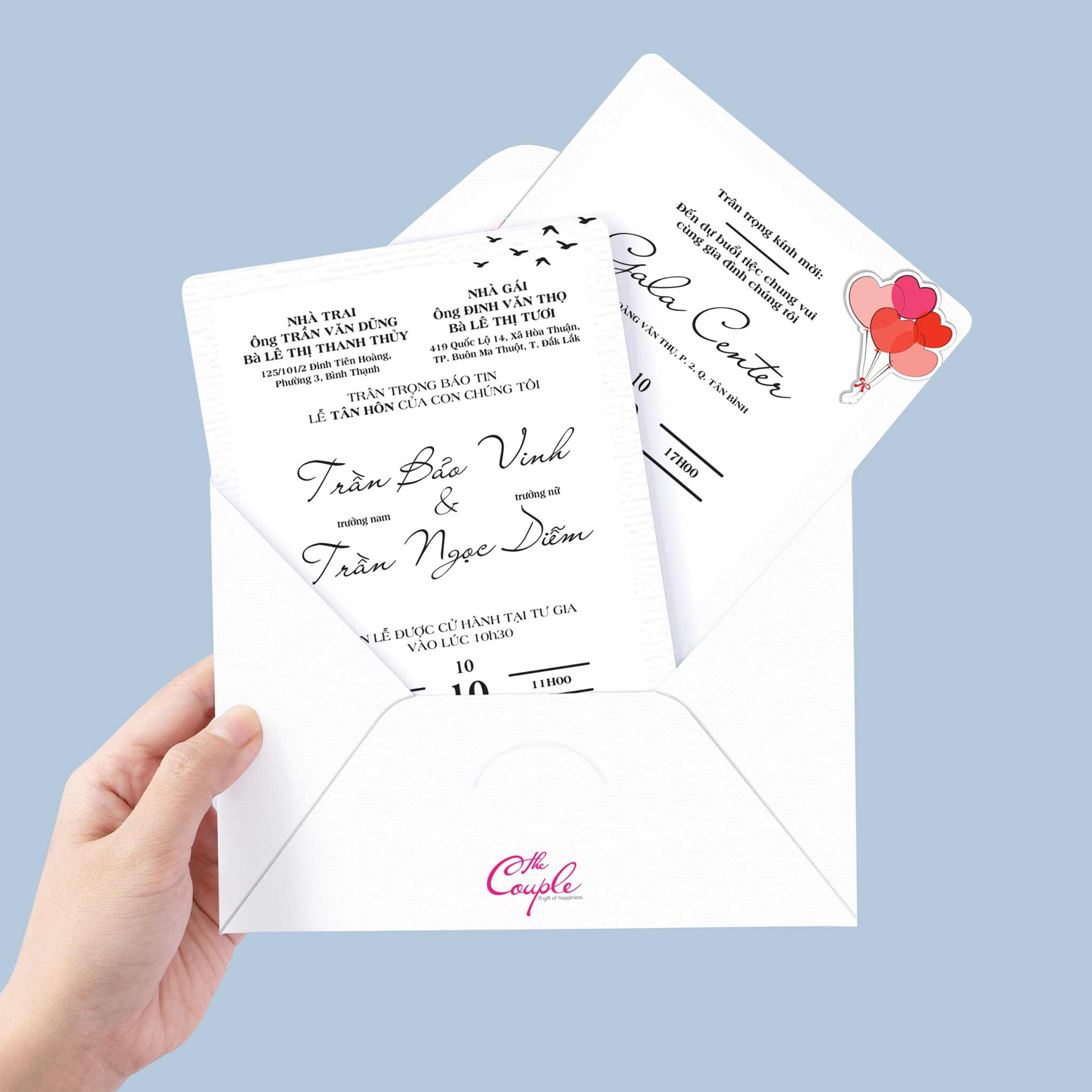  Thiệp cưới Violet - Thiệp cưới Vẽ tay - Thiết kế thiệp cưới in sẵn The Couple 