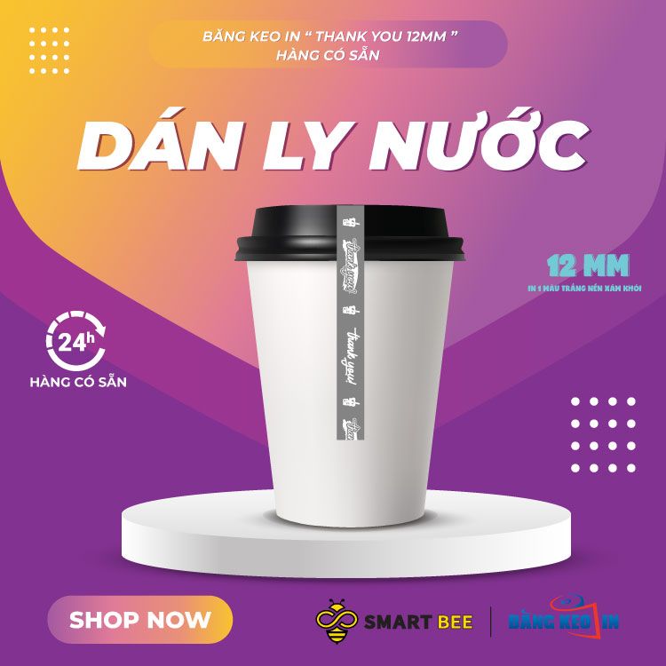  Băng Keo In Thank You [12MMx72M] Nền Xám Khói & Chữ Trắng Sữa 12TYxNMCT 